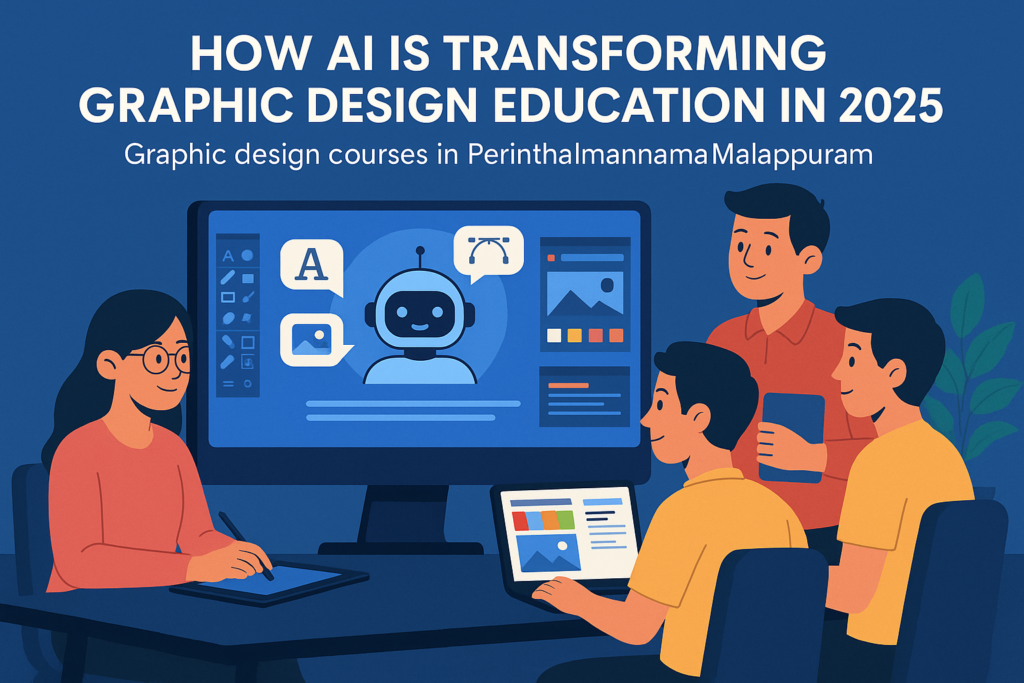 AI in Graphic Design Courses Perinthalmanna Malappuram 2025 Students learning AI-based graphic design at Adwils Media School in Perinthalmanna Malappuram.